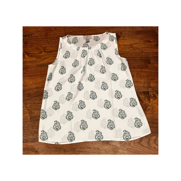 LOFT Outlet XS Sleeveless White Semi-Sheer Blouse Lightweight Summer Spring - Picture 6 of 10